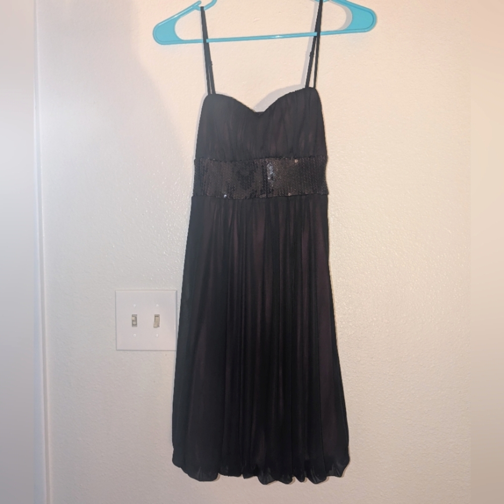Trixxi Magenta Dress with Black Trim And Sequin Belt